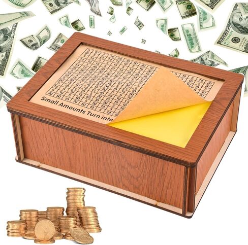 Money Saving Box Piggy Bank for Kids, Reusable Wooden Money Saving Box, Cash Savings Box for Boys and Girls 10000 5000 3000 2000 1000 500 Money Savings Challenge in Kuwait