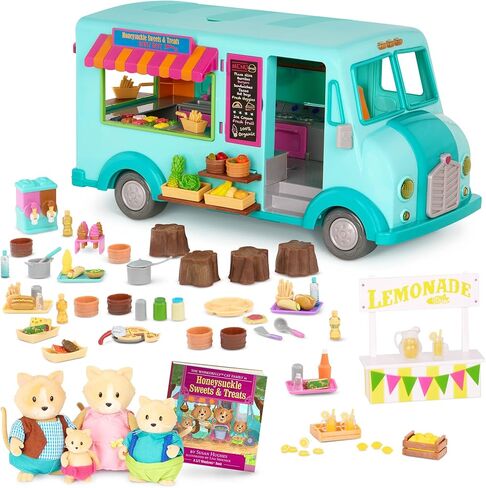 Li’l Woodzeez – 53 Pcs Happy Camper Playset – Moose Family, Detachable Toy Vehicle & RV Trailer – Dollhouse Furnitures & Accessories, Pretend Play Gift for Kids Age 3+ in Saudi Arabia