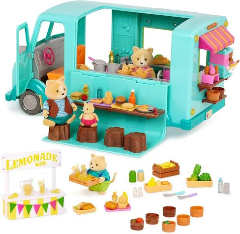 Li’l Woodzeez – 53 Pcs Happy Camper Playset – Moose Family, Detachable Toy Vehicle & RV Trailer – Dollhouse Furnitures & Accessories, Pretend Play Gift for Kids Age 3+ in Saudi Arabia