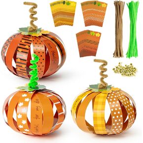 BeYumi Paper Strip Pumpkin Craft - 36Pcs Halloween Pumpkin Craft Kit DIY Fall Thanksgiving Gratitude Pumpkin Thankful Craft Autumn Holiday Religious Decor Home School Classroom Fun Activities for Kids