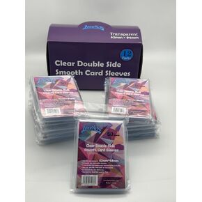 1 Box of 600 Counts -12packs Double Transparent Color 62mm x 94mm Card Sleeves Toploaders Prime Board Game Sleeves Standard European Card Games