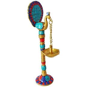 PARIJAT HANDICRAFT Chritmas's Sale Decors Peacock Oil Lamp with Stone Work