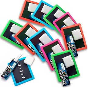 ArtCreativity Neon Chalkboard Sets for Kids, 24 Kits, 1 Mini Chalk Board, 2 Chalk Sticks, and 1 Eraser Per Kit, Art Birthday Party Favors for Boys and Girls, Unique Stationery Goodie Bag Fillers