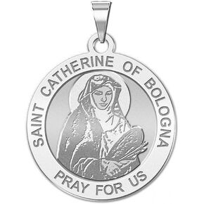 PicturesOnGold.com Saint Catherine of Bologna Round Religious Medal - - 3/4 Inch Size of a Nickel -Sterling Silver