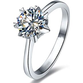 THREE MAN 0.5CT Snowflake NSCD Simulated Diamond Ring Solitaire Engagement 925 Silver Ring