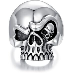925 Sterling Silver Vintage Skull Ring for Men Cool Rings Size 8/9/10/11/12 Oxidized Chunky