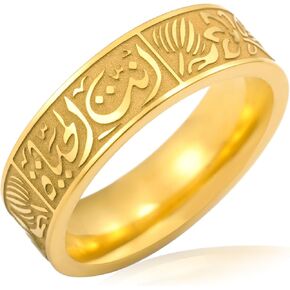 VASSAGO Stainless Steel Rings for Men Women Trendy Muslim Allah Ring Islam Arabic Shahada Ring Jewelry Gifts