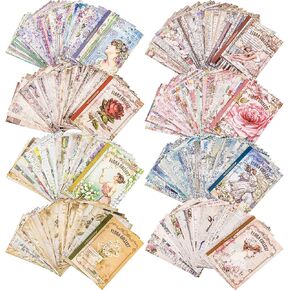 Elsjoy 320 Sheet 8 Pad Vintage Scrapbook Paper, 5x7 inch Junk Journal Scrapbooking Supplies Kit Ephemera Paper Pack, Retro DIY Craft Paper Book for Art, Decoupage, Collage
