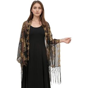 LMVERNA 1920s شال زهرة مطرزة يلتف مهدب مساء كيب الزفاف وشاح شال لحفلات فساتين السهرة in Kuwait