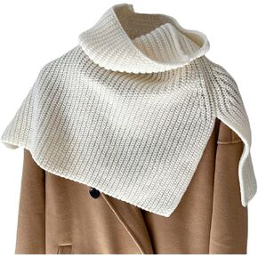 Womens Turtleneck Poncho Cloak Short Style Asymmetric Knitted Solid Color Slit Wrap Shawl Scarf