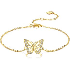 14k Yellow Gold Butterfly Necklace Jewelry for Women Fine Filigree Gold Butterfly Pendant Gift for Women Girls