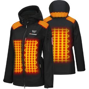 Heated jackets for Women with 14400mAh Battery Pack, Heated Coats with Detachable Hood Windproof