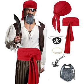 Pirate Costume Women Men Pirate Dress Up Halloween Pirate Accessories Adult Pirate Cosplay Outfits for Party
