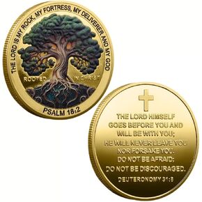 Rooted in Christ Challenge Coin My Deliverer-Christian Bible Verse Pocket Token Novelty Metal Coin Good Luck Charm.