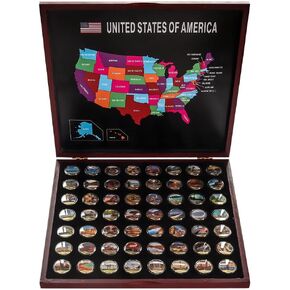 56 قطعة من المتنزهات الوطنية الشهيرة في الولايات المتحدة والمواقع ذات المناظر الطبيعية الخلابة مجموعات العملات المعدنية التذكارية لعيد الميلاد للرجال in Kuwait