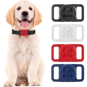 Airtag Dog Collar Holder,4 Pack Waterproof IP68 AirTag Silicone GPS Case,Pet Accessories for Cat Collar, Protective Case Compatible for Apple Airtag GPS Tracker, Fits Dog and Cat Collar