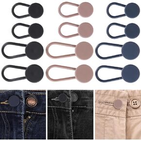 Amaxiu 12PCS Pants Button Extender, Flexible Button Extenders for Jeans Elasticity Waistband Expander for Women Man Pants Shirt Suit
