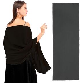 Shawls and Wraps for Evening Dress Wedding Guest Shawl Wrap Chiffon Shawl Wraps Bridesmaid Scarves for Women (Black)