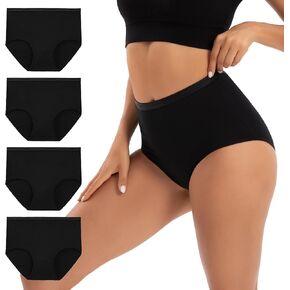 INNERSY Women's Cotton Underwear Super High Waisted Briefs Soft Full Coverage Panties 4 Pack