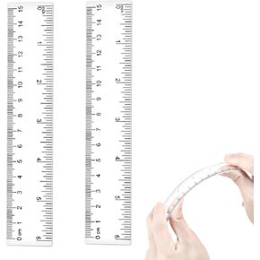 Thinp 2 Pack Small Ruler 6 Inch Ruler Clear Plastic Ruler Straight Edge Ruler with Inches and Centimeters Transparent Measuring Tool Six Inch Ruler for School Student Office