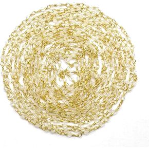 Clear Quartz 3 feet Gold Plated 2mm Round Faceted Clear Quartz 36 Inch Beads Rosary Chains Bulk for DIY Necklace Bracelet Choker Jewelry Making DIY Crafting Accessories Chain-136