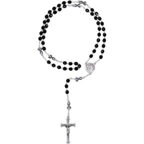 VILLAGE GIFT IMPORTERS Saint Peregrine Rosary with Black Beads - Patron Saint of Cancer Patients - Catholic Prayer Devotional for Healing and Strength