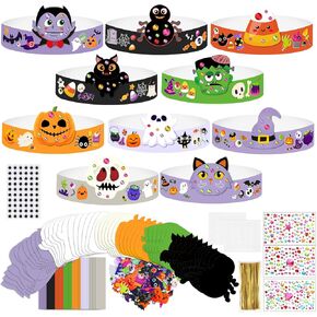 Blosssound 30 Set Halloween Craft Kits for Kids DIY Halloween Headbands Halloween Crown Art Sets Halloween Party Headbands Halloween Pumpkin Boo Felt Stickers for Halloween Activity Party Supplies