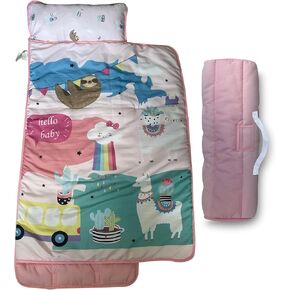 Toddler Nap Mat Set with Removable Pillow - Ultra Soft Slumber Nap Mats for Preschool, Roll-Up Toddler Sleeping Bag for Preschool & Daycare - 50"x20" Cozy and Portable (Many Cars) in Kuwait