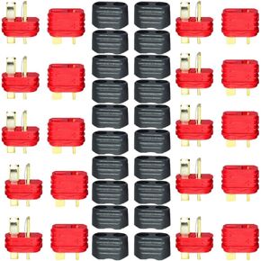 10 Pairs Amass T-Plug Connector Anti-Slip Male and Female Connector Adapters with Caps for RC LiPo Battery Motor ESC Controller