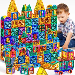 TEMI Magnetic Tiles,180 Piece Building Blocks, Magnets Building Set, STEM & Learning & Education Toys Christmas Toy Gift for Ages 3 4 5 6 7 8+ Year Old Toddler Kids Boys and Girls