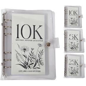 12-Month Envelopes Money Saving Challenge Binder,Loose Leaf Savings Book,2.5k/5k/10k Dollars Money Saving Challenge Book,Saving Challenge Book and Budget Binder (2.5 K)
