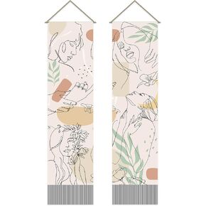 AHANDMAKER Pack of 2 Black and White Cat Tapestries Sun and Moon Tapestry Vintage Black White Tassel Tapestry Wall Hanging for Bedroom Living Room Home, 13 x 51 Inch