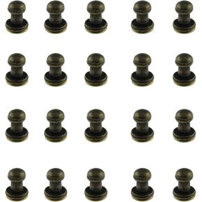 TAODAN 20PCS Light Gold Solid Brass Round Head Button Stud Screw Leather Rivet Chicago Screws Button Rivets for Leather Craft Belt Wallet Handbag Repairs Decoration