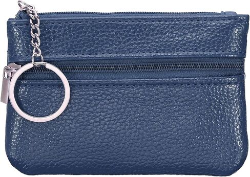 PATIKIL 4.5" x 3" Coin Purse Pouch, Leather Change Purses Small Organizer Bags with Zipper Key Ring for Women Men Home, Navy Blue in Saudi Arabia