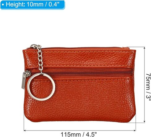 PATIKIL 4.5" x 3" Coin Purse Pouch, Leather Change Purses Small Organizer Bags with Zipper Key Ring for Women Men Home, Navy Blue in Saudi Arabia