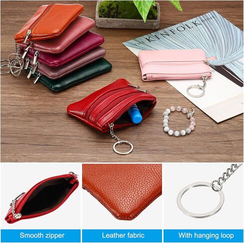 PATIKIL 4.5" x 3" Coin Purse Pouch, Leather Change Purses Small Organizer Bags with Zipper Key Ring for Women Men Home, Navy Blue in Saudi Arabia