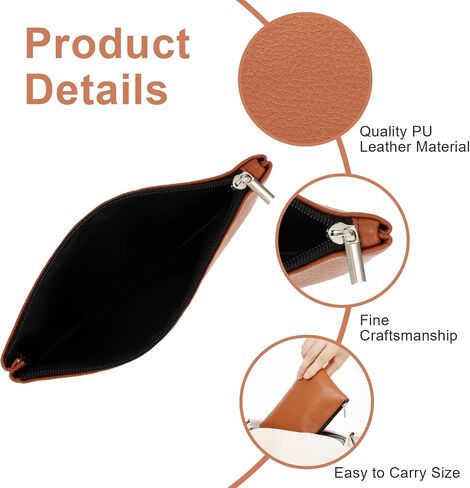 Vegan Coin Purse PU Lychee Pattern Zipper Coin Wallet Portable Coin Bag for Women Man Change Purse(light brown) in Saudi Arabia
