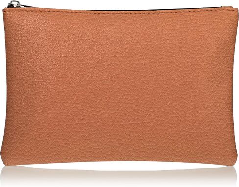 Vegan Coin Purse PU Lychee Pattern Zipper Coin Wallet Portable Coin Bag for Women Man Change Purse(light brown) in Saudi Arabia