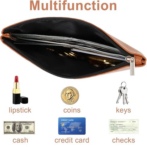 Vegan Coin Purse PU Lychee Pattern Zipper Coin Wallet Portable Coin Bag for Women Man Change Purse(light brown) in Saudi Arabia