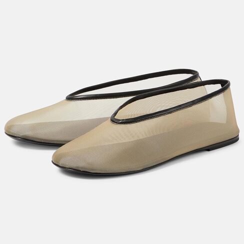 Rhinestone Mesh Ballet Flats Shoes for Women Crystal Round Toe Slip On Ballerina Flats Tulle Comfortable Casual Dress Shoes in Kuwait