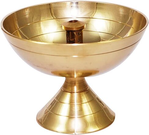 متجر التصدير التقليدي النحاس النقي Akhand Jyot Diya/مصباح سمن الزيت لبوجا والنحاس الروحي المعتمد للاستخدام الروحي لمنتج آرتي في Pital Diya/النحاس Diya لبوجا. (صغير) 1 قطعة. in Saudi Arabia