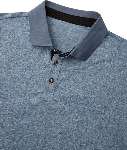 Hardaddy Men's Casual Polo Shirt with Pocket Contrast Color Short Sleeve Business Work Shirts Summer Tees Top Shirt in Kuwait