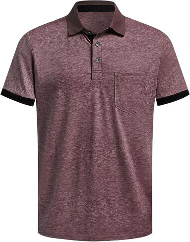 Hardaddy Men's Casual Polo Shirt with Pocket Contrast Color Short Sleeve Business Work Shirts Summer Tees Top Shirt in Kuwait