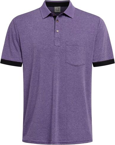 Hardaddy Men's Casual Polo Shirt with Pocket Contrast Color Short Sleeve Business Work Shirts Summer Tees Top Shirt in Kuwait