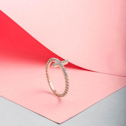 1/10cttw Diamond Cross Ring for Women, Cross Ring with Beaded Style Detail in 18k Yellow Gold-Plate, 18k Rose Gold-Plate or 925 Sterling Silver, Women's Horizontal Cross with Round White Diamonds in Kuwait