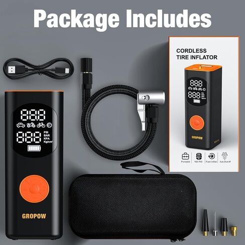 Tire Inflator Portable Air Compressor, Portable Air Pump for Car Tires, 160 PSI, 2X Fast Inflation, One Click Smart Cordless Tire Pressure Pump for Car, Automotive, Motorcycle, Bike and More in Saudi Arabia