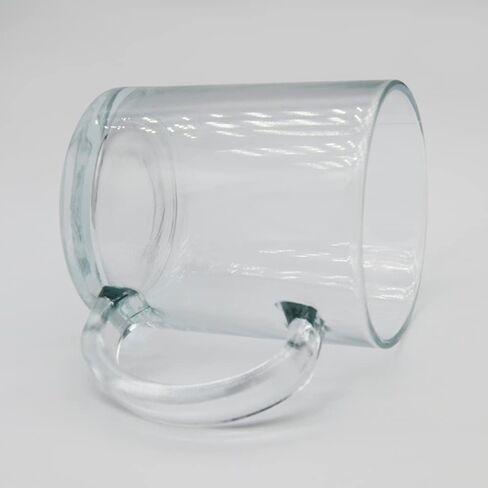 MR.R 11oz فراغات التسامي كوب زجاجي شفاف شفاف، أكواب قهوة بمقبض لنقل الطلاء الحراري الحراري، مجموعة من 6 قطع in Saudi Arabia