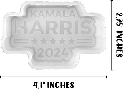 Kamala Harris 2024 Presidential Vote Silicone Freshie Mold 2.75x4.1" Inches Political Democratic Scented Beads Rounds Circle Cutouts in Saudi Arabia