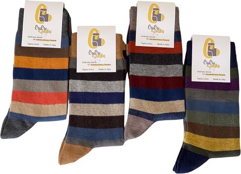 Set of 4 Pairs of Men's Mid-Calf Socks, Soft and Stylish - Made in Italy One Size in Saudi Arabia