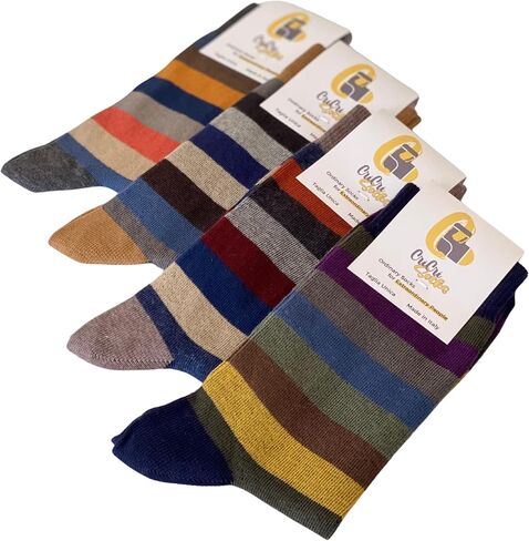 Set of 4 Pairs of Men's Mid-Calf Socks, Soft and Stylish - Made in Italy One Size in Saudi Arabia